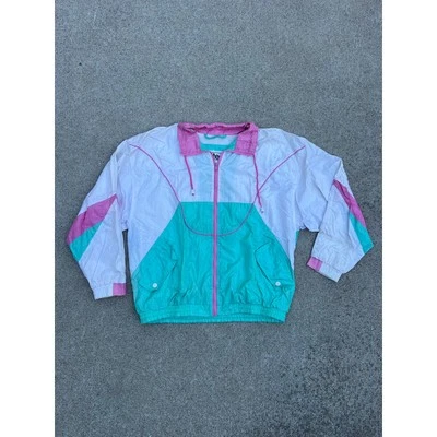 Vintage Totes Jacket Women Size Medium Color Block Collared Full Zip Windbreaker - Image 1 of 4