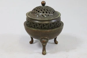 Räuchergefäß Dose Censer Bronze signiert China (GU489) - Bild 1 von 10