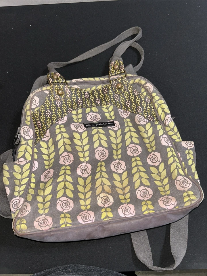 Petunia Pickle Bottom Pink/Green Paisley Floral Purse Diaper Bag with Change Pad - Image 1 of 4