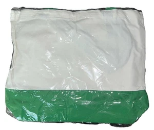 Silkfly 18”x15” Canvas Bag Beige W/ Green Base And Handles - Picture 1 of 2