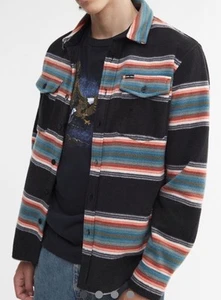 Dark Seas Polar Fleece Button Down Black Zulu Stripe Shirt Men's Size M - Picture 1 of 6