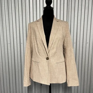 Ann Taylor Blazer Womens Medium Linen Blend One Button Tailored Office Jacket - Picture 1 of 8