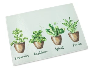 Tabla de cortar tablas de desayuno cocina cilantro albahaca espinacas vidrio regalo - Imagen 1 de 4