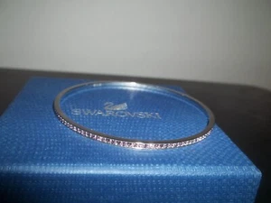 Genuine Swarovski silver coloured bangle - thin, pink stones, new listing - Picture 1 of 6