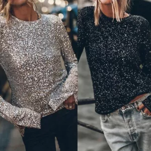 Lässiges Damen Langarmshirt mit Pailletten verziert für den Alltag Style - Bild 1 von 24