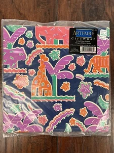 Vintage Artfaire Geschenkpapier mehrfarbig Dschungeltiere Safari 20 x 30 x 2 Blatt - Bild 1 von 5