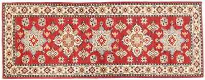 Alfombra Kazaja 60x170 Anudada a Mano Corredor Roja Geométrica Oriental ÚNICA Foto 1 de 4