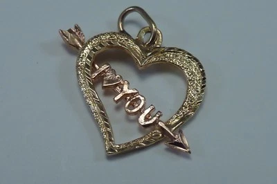 14K Yellow & Rose Gold Heart "I Love You"  Charm - Image 1 of 3