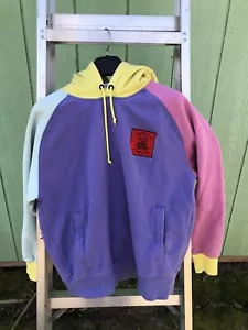 Teddy Fresh Hoodie Mens Large Purple Colorblock 2.0 Pastel Red Bear Logo Sweater - Picture 1 of 20