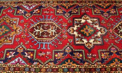 Vintage Semi Antique Caucasian Heris Handmade Wool Runner Oriental Rug 3'1 x 13' - Image 1 of 4
