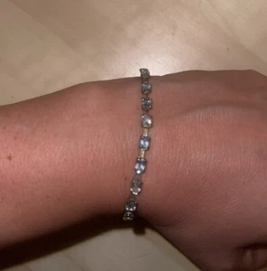 Yellow 10K Gold Aquamarine Blue Stone 7" Tennis Bracelet 5 gr - Picture 1 of 8