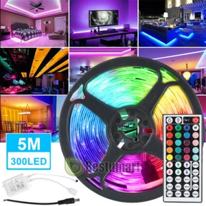 Tira De Luces 300 LED 5M RGB 16 FT Tiras Luz Para Decoracion Habitacion Cuarto - Picture 1 of 15