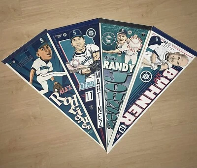 Lote De Colección De 4 Banderines De los Marineros De Seattle Antiguo MLB Hecho En EE. UU. Foto 1 de 4