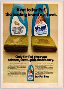1976 DRUCKANZEIGE Sta-Puf blau konzentrierter Weichmacher führende Marke ist ganz nass - Bild 1 von 1