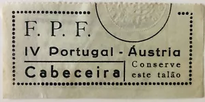 Boleto partido fútbol internacional 1953 - Portugal V Austria 29/11/53 - Imagen 1 de 1