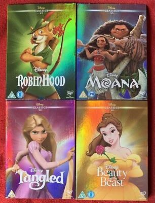 DISNEY DVDs MOANA TANGLED BEAUTY AND THE BEAST ROBIN HOOD & SLIPCASES Kids - Image 1 of 4
