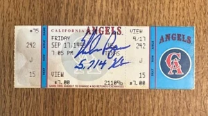 Nolan Ryan Last Strikeout Unused Signed Ticket 5,714 K's unbreakable record - Picture 1 of 2