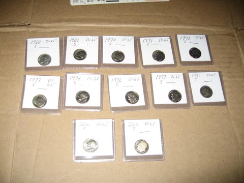 Lot of 12 Uncirculated and Proof S Mint Roosevelt Dimes Different Years Cover