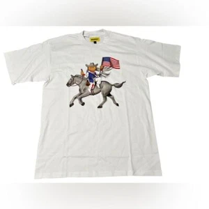 Markthemd Cowboy mit amerikanischer Flagge Reiten Pferd T-Shirt weiß Gr. Medium - Bild 1 von 7