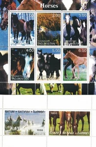 PAR DE HOJAS DE ESTAMPILLAS DE CABALLOS DE CABALLO MNH - Imagen 1 de 1