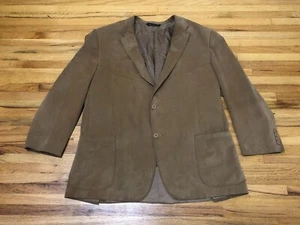 Coppley Suit Jacket Men Brown Notch Lapel Faux Suede Vent Single Breasted XL - Picture 1 of 7