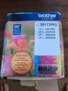 Genuine Brother LC30113PKS Standard Ink Cartridge Cyan Magenta Yellow (EXP 2027) - Picture 1 of 2
