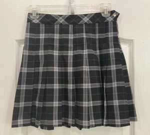 H&M Divided Skirt Size 2 Black Gray Shades Plaids & Checks Zip Snap Closure 217 - Picture 1 of 8