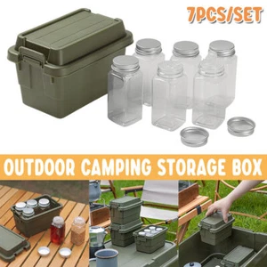 7pcs Portable Spice Bottle Set Travel BBQ Camping Storage Container Organizer - Picture 1 of 12