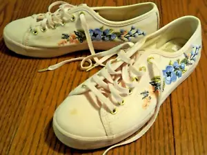 Keds Rifle Paper Co Collab rosa bestickte Tennisschuhe Größe 6 sehr guter gebrauchter Zustand - Bild 1 von 9