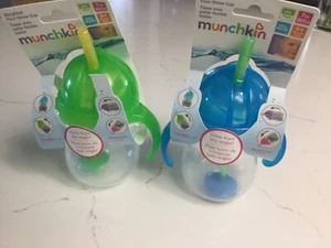 2X Munchkin, Click Lock Weighted Flexi-Straw Sippy Cup 6 Months+ 7 oz Blue/Green - Picture 1 of 6
