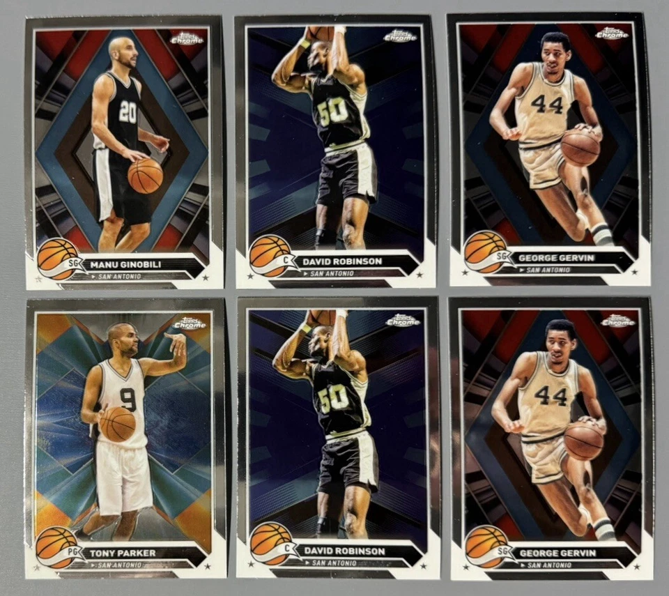 6-2023-24 Topps Chrome 马刺:Manu Ginobili、Parker、Gervin 2、Robinson 2 — 第 1/1 张图片