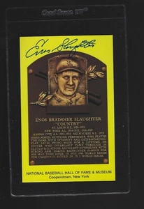 Enos Slaughter Signed 1964-Date HOF Yellow Plaque PSA/DNA Cert. Authentic Auto - Picture 1 of 2