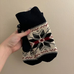 Neu mit Etikett Baltic Inspirations Wollhandschuhe handgestrickt gefüttert blau rot - Größe Large - Bild 1 von 6
