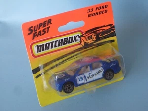 Matchbox Ford Mondeo Azul Carreras Juguete Modelo Coche 77mm Touring Car Lados Amarillos BP - Imagen 1 de 2