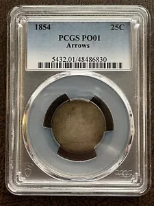 1854 Seated Liberty Quarter 25c PCGS PO1 POOR Lowball RARE Most Worn #70187 - Picture 1 of 2