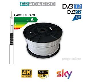 CAVO COASSIALE ANTENNA SATELLITARE  FRACARRO TV HD 5 MM RAME CLASSE A SKY DVB
