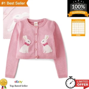 Sweet Spring Cardigan for Girls - Long Sleeve Button-Up with Bunny Details - Picture 1 of 4