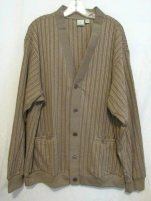 Haband Brown Striped Long Sleeve Button Down Pockets Cardigan Size 2X- XX NWOT - Image 1 of 4