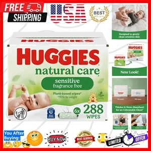 Huggies Natural Care Sensitive Baby Wipes, Unscented, , 6 Flip-Top Packs (288) - Picture 1 of 12