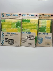 VTG MCM Coffee Maker, Toaster & Mixer Kitchen Appliance Covers Green Yellow NEW - Picture 1 of 14