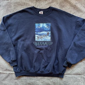 Men's Vintage Y2K 2003 Alaska Iditarod Dog Sled Race Crewneck Sweatshirt Sz 2XL - Picture 1 of 4