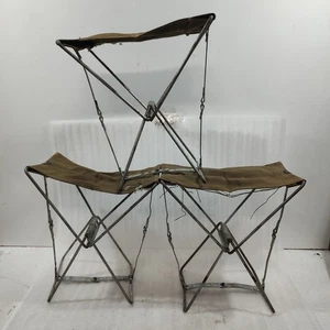 Vintage Militär faltbarer Campinghocker (3) grün Canvas 12" hoch Wanderrucksack Golf - Bild 1 von 6