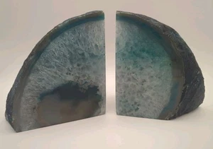 Teal Agate Bookends, Large Decorative Crystal Stone Ends 4-6 LBS for Heavy Bo... - Picture 1 of 2