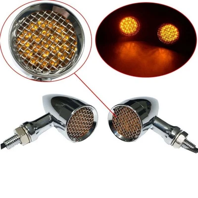 For Honda Shadow VT750 VLX600 Bullet Motorcycle Turn Signals Lights Amber Chrome - Image 1 of 4