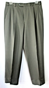 Pantalones de vestir Brooks Brothers para hombre - 35 X 29,5, oliva, plisado, 100 % lana, Canadá - Imagen 1 de 10