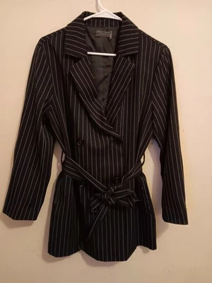 Blazer Vestido Forum Para Mujer Talla Grande Negro Blanco Rayas Elegante Elegante Exquisito  Foto 1 de 4
