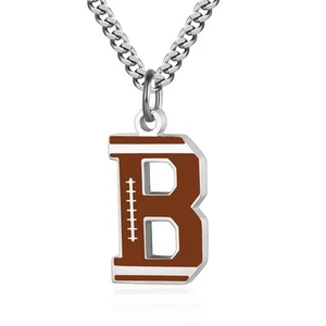 AIAINAGI Football Initial A-Z Letter Necklace for Men - Football Charm Pendan... - Picture 1 of 5