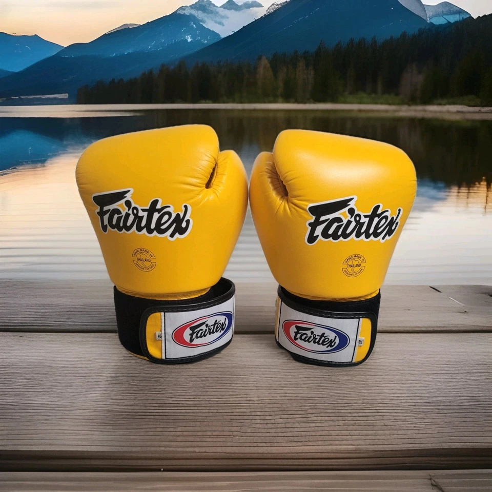 🥊 Luvas de boxe Fairtex amarelas 12 oz feitas à mão na Tailândia couro genuíno NOVO - Imagem 1 de 4