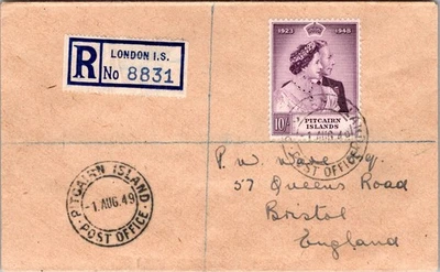 1949 British Pitcairn Island Registered Cover to Bristol England - Image 1 of 2