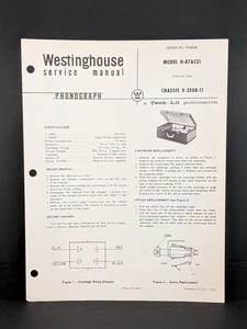 Westinghouse Phonograph Service Manual Model H-87ACS1 Chassis V-2508-11 4 Pg - Picture 1 of 2